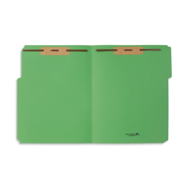 Blue Summit Supplies 50 Green Fastener File Folders - 1/3 Cut Reinforced Tab - Durable 2 Prongs Bonded Fastener Designed to Organize Standard Medical Files, Law Client Files, Office Reports - Letter Size, Green, 50 Pack - Image 2